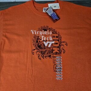 Virginia Tech Hokies T Shirt Mens XL Orange Spade Anvil Has Tags‎